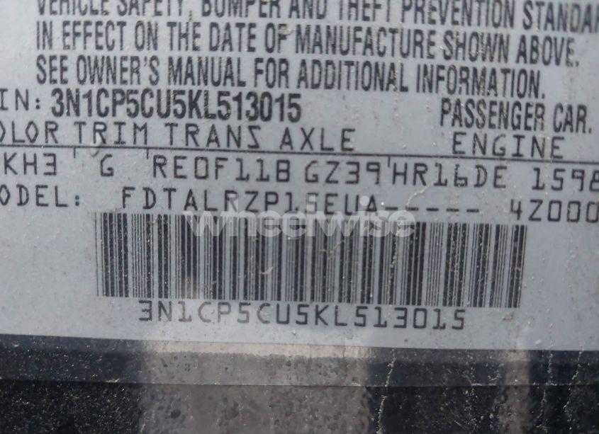 Photo 9 of 2019 Nissan Kicks S (VIN 3N1CP5CU5KL513015)