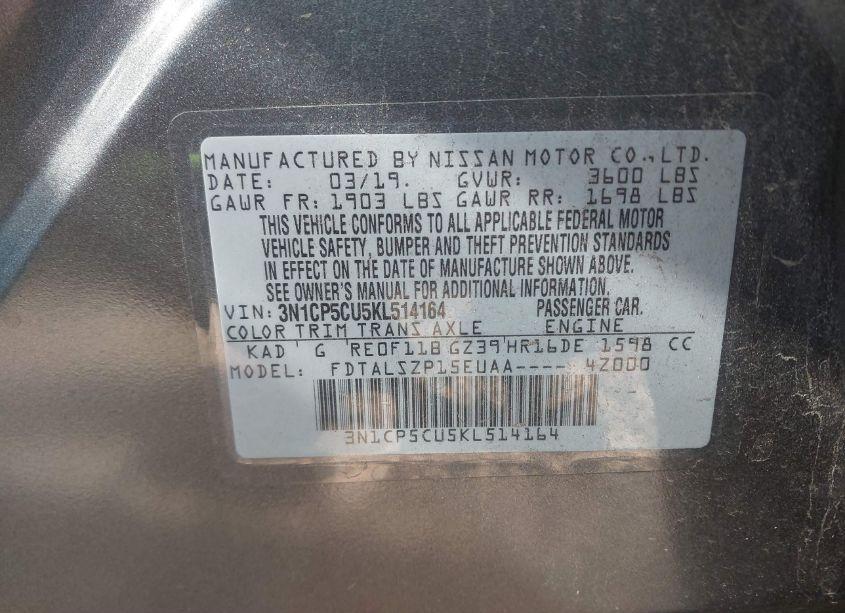 Photo 9 of 2019 Nissan Kicks SV (VIN 3N1CP5CU5KL514164)