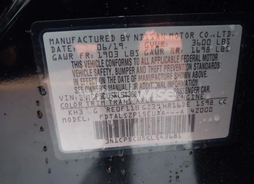 Photo 9 of 2019 Nissan Kicks SV (VIN 3N1CP5CU5KL543681)