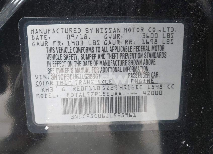 Photo 9 of 2018 Nissan Kicks SV (VIN 3N1CP5CU6JL535961)