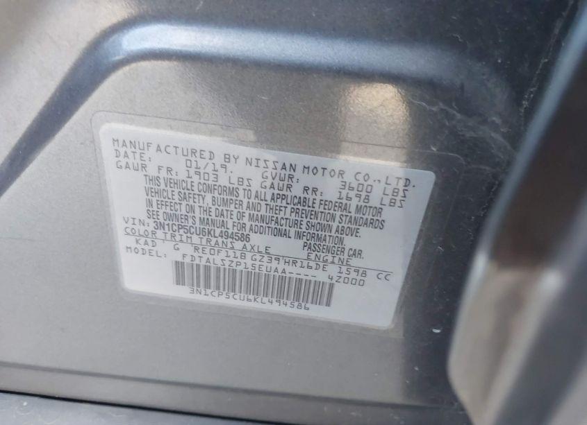 Photo 9 of 2019 Nissan Kicks SV (VIN 3N1CP5CU6KL494586)