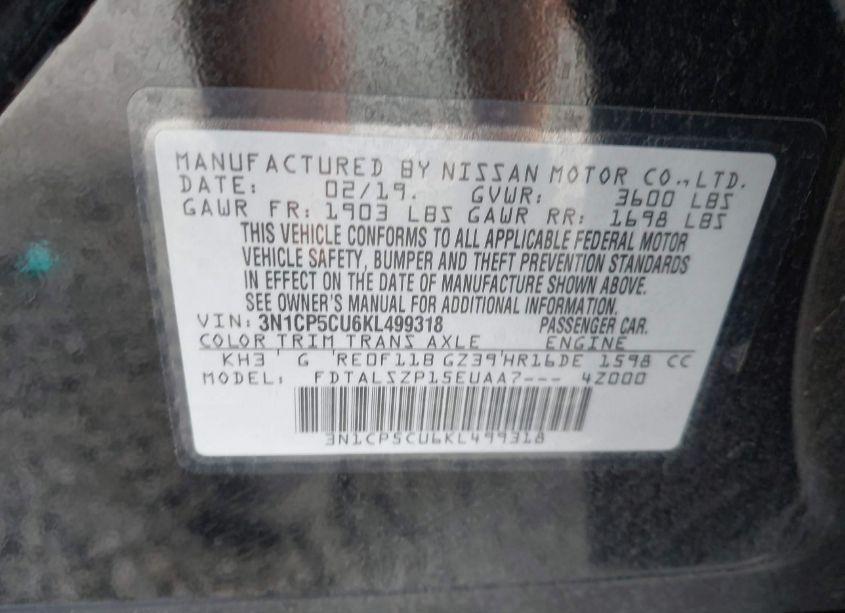 Photo 9 of 2019 Nissan Kicks SV (VIN 3N1CP5CU6KL499318)