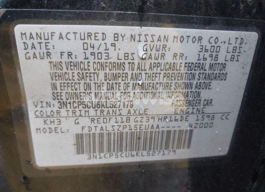 Photo 9 of 2019 Nissan Kicks SV (VIN 3N1CP5CU6KL527179)