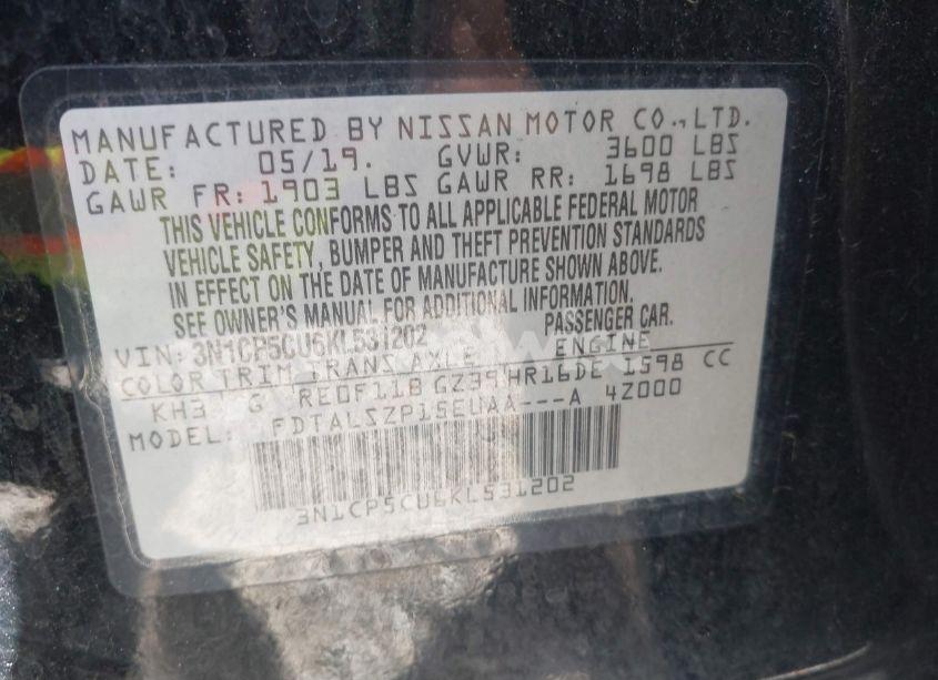 Photo 9 of 2019 Nissan Kicks SV (VIN 3N1CP5CU6KL531202)