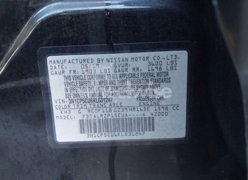 Photo 9 of 2019 Nissan Kicks S (VIN 3N1CP5CU6KL531247)