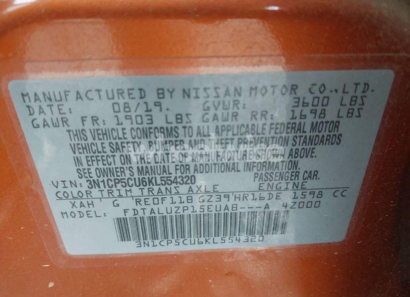 Photo 9 of 2019 Nissan Kicks SR (VIN 3N1CP5CU6KL554320)