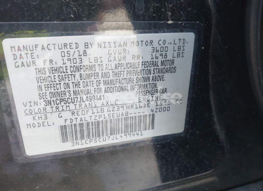 Photo 9 of 2018 Nissan Kicks SR (VIN 3N1CP5CU7JL499441)