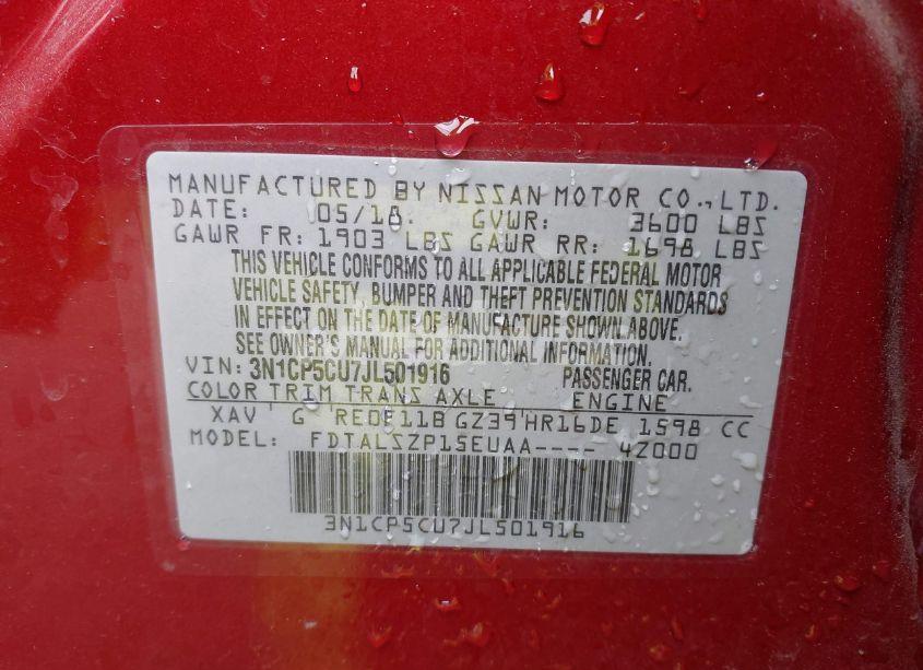 Photo 9 of 2018 Nissan Kicks SV (VIN 3N1CP5CU7JL501916)