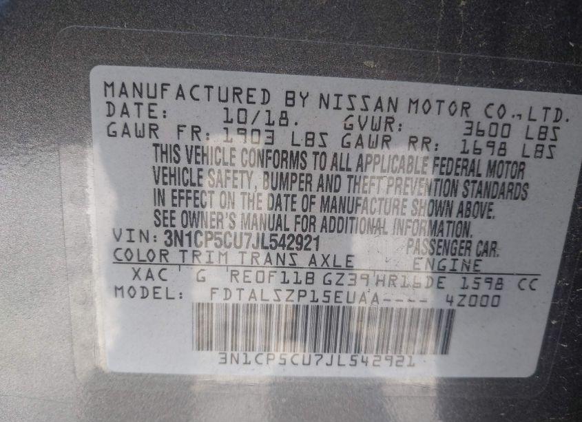 Photo 9 of 2018 Nissan Kicks SV (VIN 3N1CP5CU7JL542921)