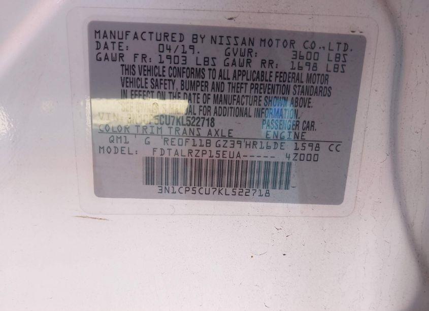 Photo 9 of 2019 Nissan Kicks S (VIN 3N1CP5CU7KL522718)