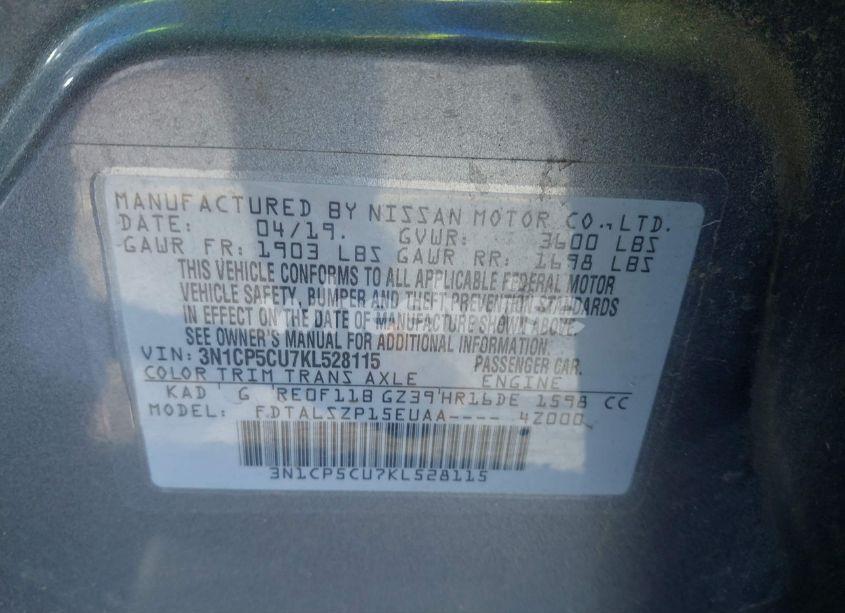 Photo 9 of 2019 Nissan Kicks SV (VIN 3N1CP5CU7KL528115)