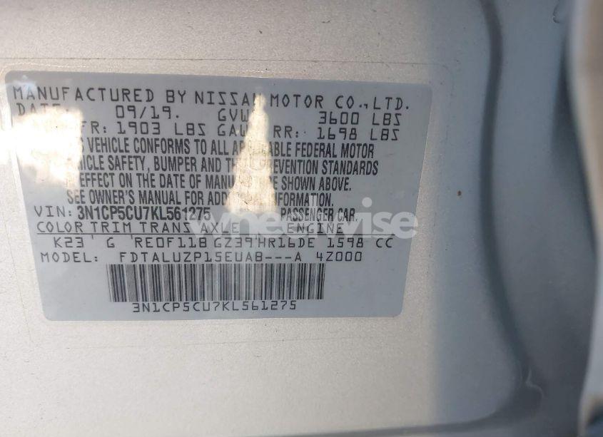 Photo 9 of 2019 Nissan Kicks SR (VIN 3N1CP5CU7KL561275)