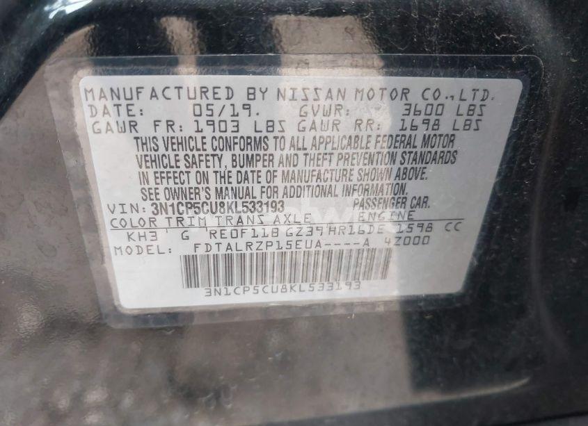 Photo 9 of 2019 Nissan Kicks S (VIN 3N1CP5CU8KL533193)