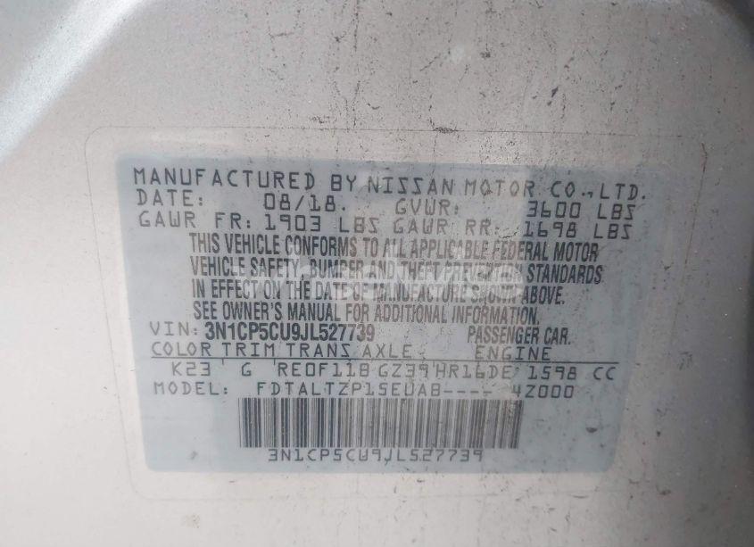 Photo 9 of 2018 Nissan Kicks SR (VIN 3N1CP5CU9JL527739)