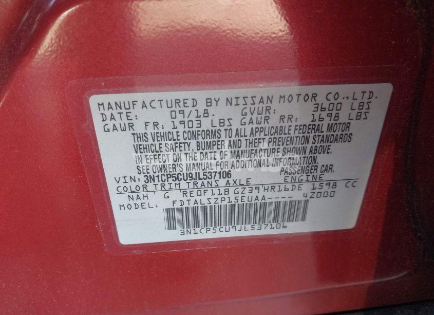 Photo 9 of 2018 Nissan Kicks SV (VIN 3N1CP5CU9JL537106)