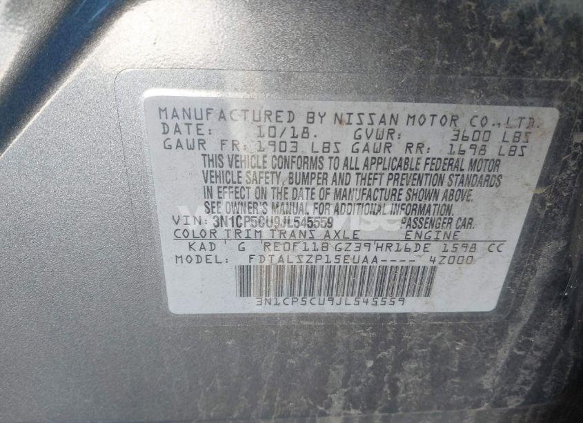 Photo 9 of 2018 Nissan Kicks SV (VIN 3N1CP5CU9JL545559)