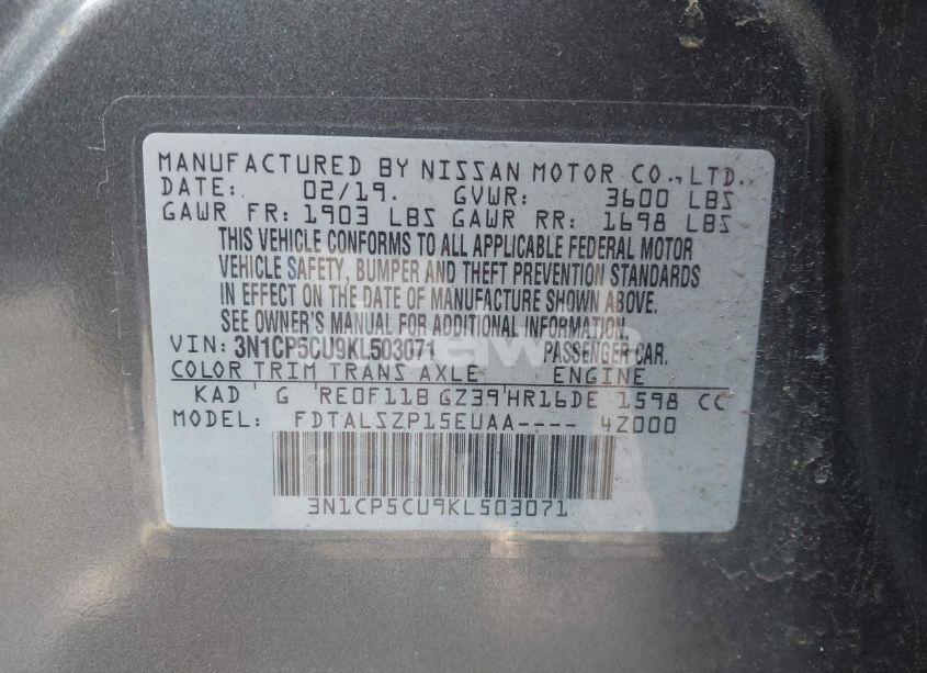 Photo 9 of 2019 Nissan Kicks SV (VIN 3N1CP5CU9KL503071)