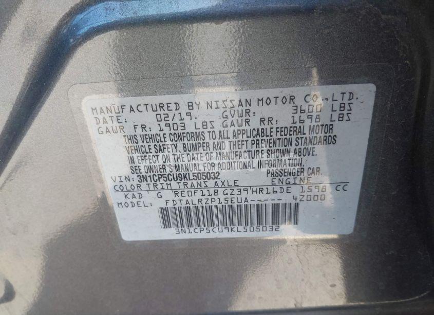 Photo 9 of 2019 Nissan Kicks S (VIN 3N1CP5CU9KL505032)