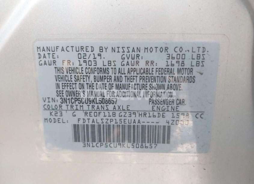 Photo 9 of 2019 Nissan Kicks SV (VIN 3N1CP5CU9KL508657)