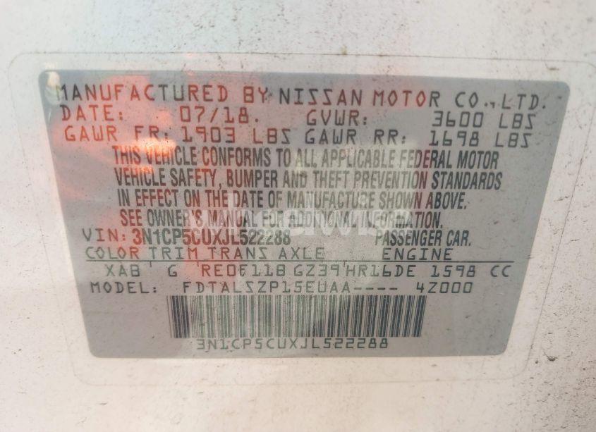 Photo 9 of 2018 Nissan Kicks SV (VIN 3N1CP5CUXJL522288)