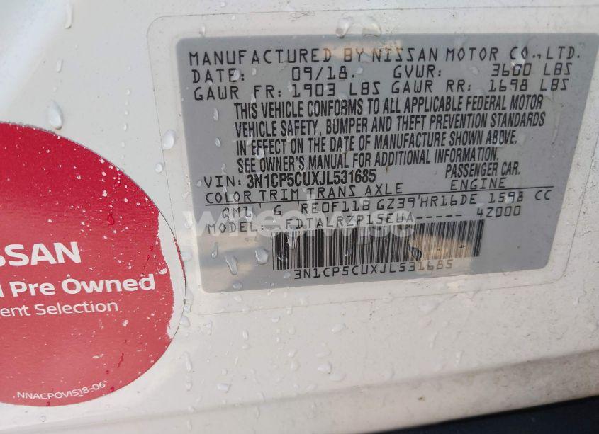 Photo 9 of 2018 Nissan Kicks S (VIN 3N1CP5CUXJL531685)