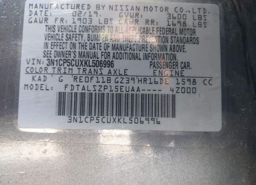 Photo 9 of 2019 Nissan Kicks SV (VIN 3N1CP5CUXKL506996)