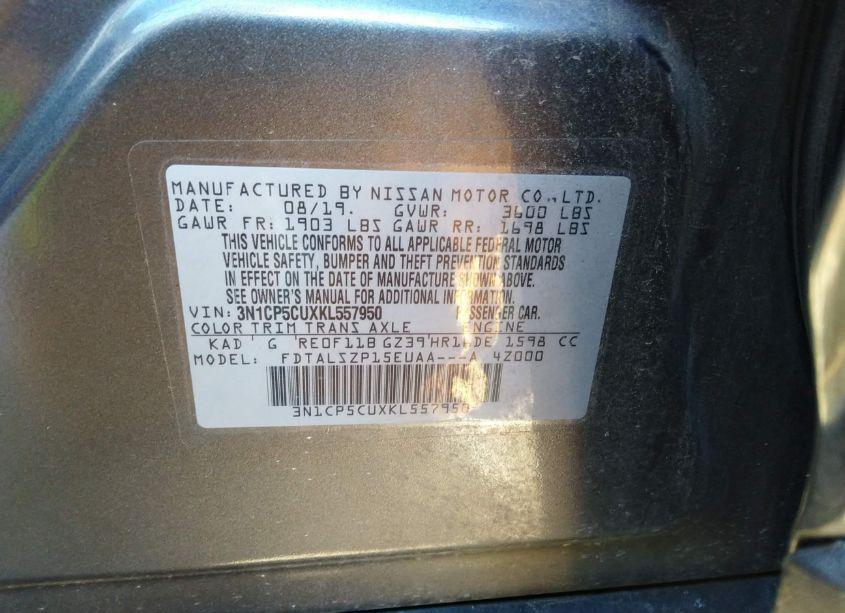 Photo 9 of 2019 Nissan Kicks SV (VIN 3N1CP5CUXKL557950)