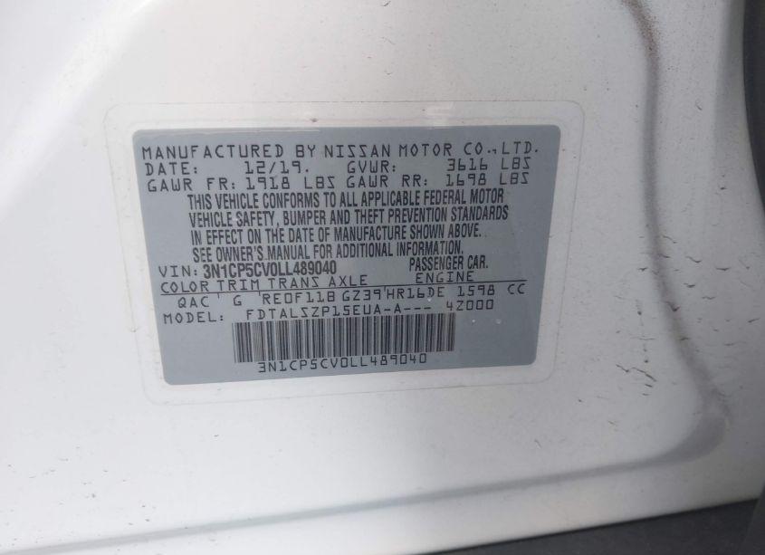 Photo 9 of 2020 Nissan Kicks SV XTRONIC CVT (VIN 3N1CP5CV0LL489040)