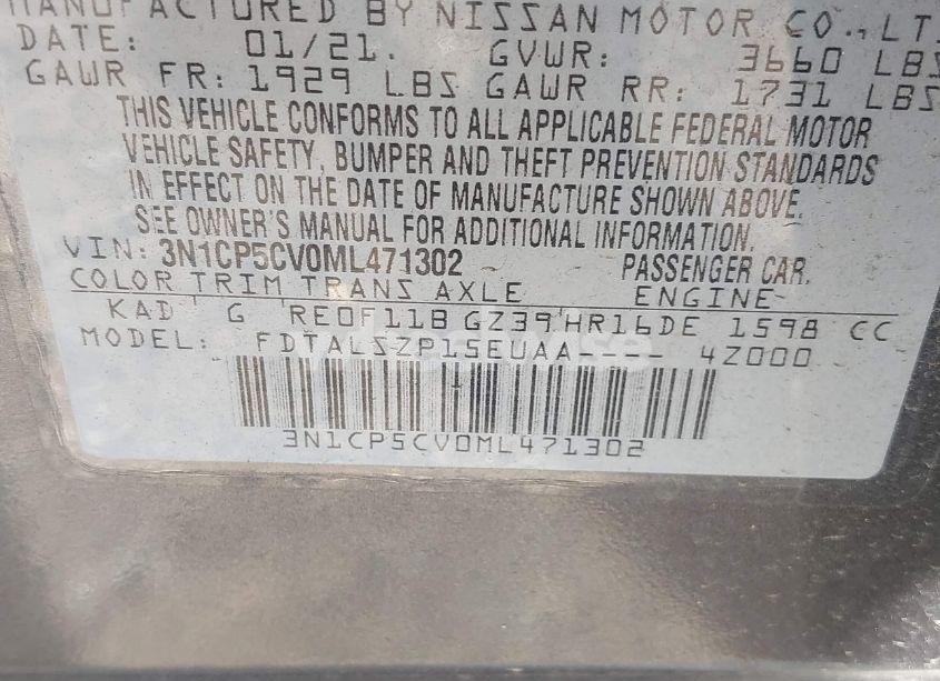 Photo 9 of 2021 Nissan Kicks SV XTRONIC CVT (VIN 3N1CP5CV0ML471302)