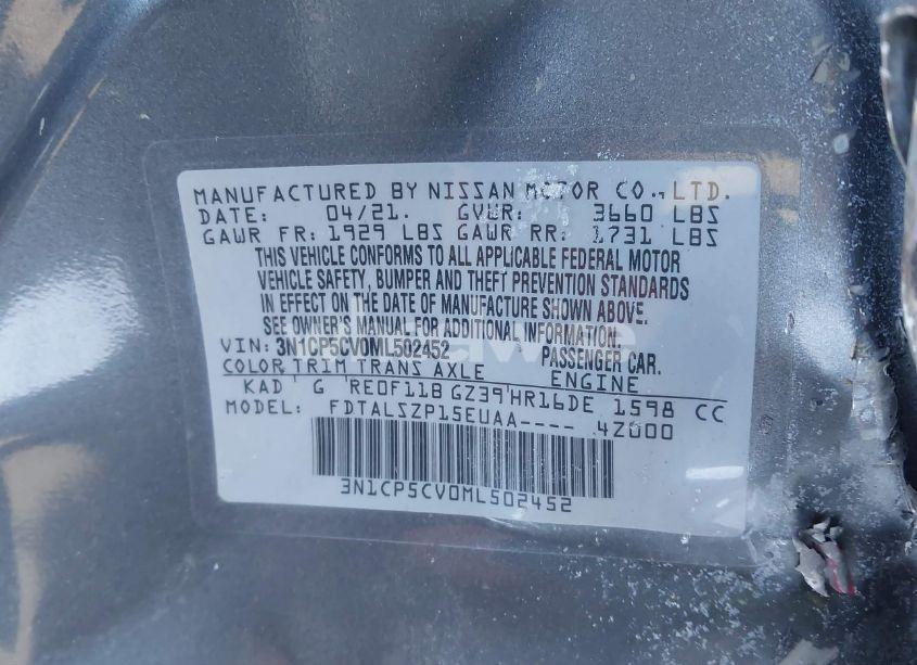 Photo 9 of 2021 Nissan Kicks SV XTRONIC CVT (VIN 3N1CP5CV0ML502452)