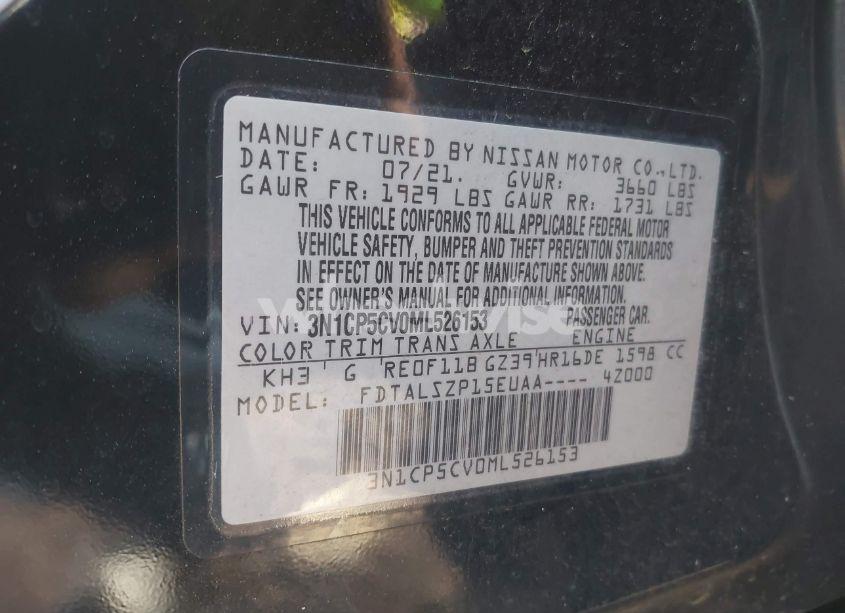 Photo 9 of 2021 Nissan Kicks SV XTRONIC CVT (VIN 3N1CP5CV0ML526153)