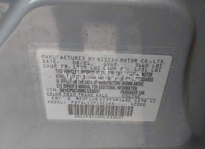 Photo 9 of 2021 Nissan Kicks SV XTRONIC CVT (VIN 3N1CP5CV0ML533037)