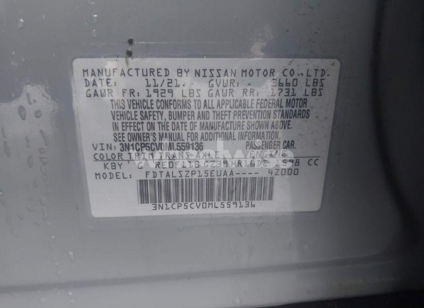 Photo 9 of 2021 Nissan Kicks SV XTRONIC CVT (VIN 3N1CP5CV0ML559136)