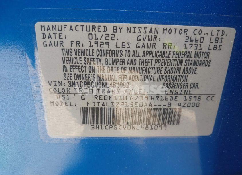 Photo 9 of 2022 Nissan Kicks SV XTRONIC CVT (VIN 3N1CP5CV0NL481099)