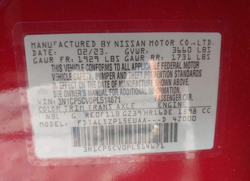 Photo 9 of 2023 Nissan Kicks SV XTRONIC CVT (VIN 3N1CP5CV0PL514671)