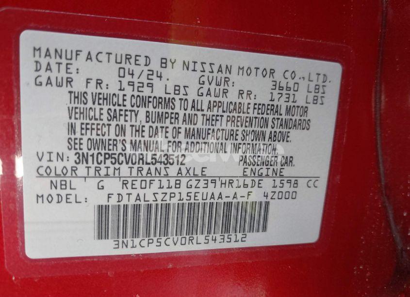 Photo 9 of 2024 Nissan Kicks SV XTRONIC CVT (VIN 3N1CP5CV0RL543512)