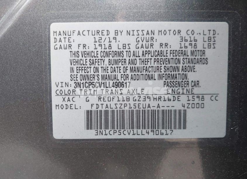 Photo 9 of 2020 Nissan Kicks SV XTRONIC CVT (VIN 3N1CP5CV1LL490617)