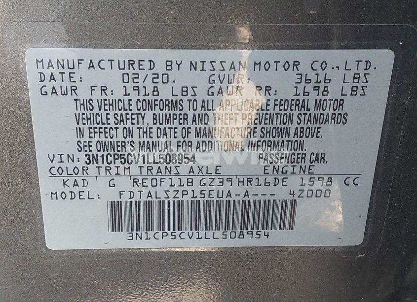 Photo 9 of 2020 Nissan Kicks SV XTRONIC CVT (VIN 3N1CP5CV1LL508954)