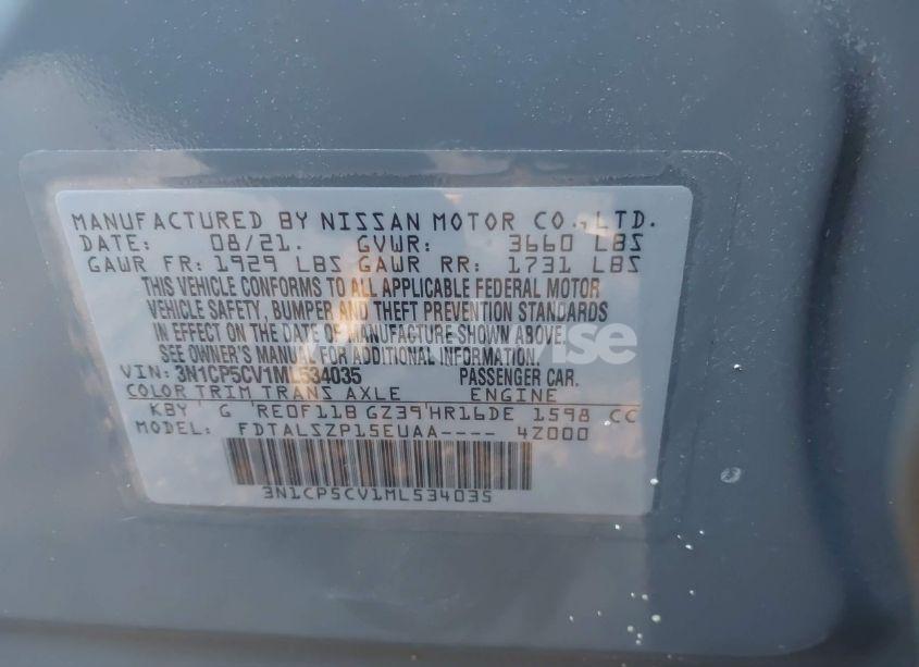 Photo 9 of 2021 Nissan Kicks SV XTRONIC CVT (VIN 3N1CP5CV1ML534035)