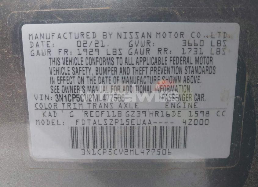 Photo 9 of 2021 Nissan Kicks SV XTRONIC CVT (VIN 3N1CP5CV2ML477506)