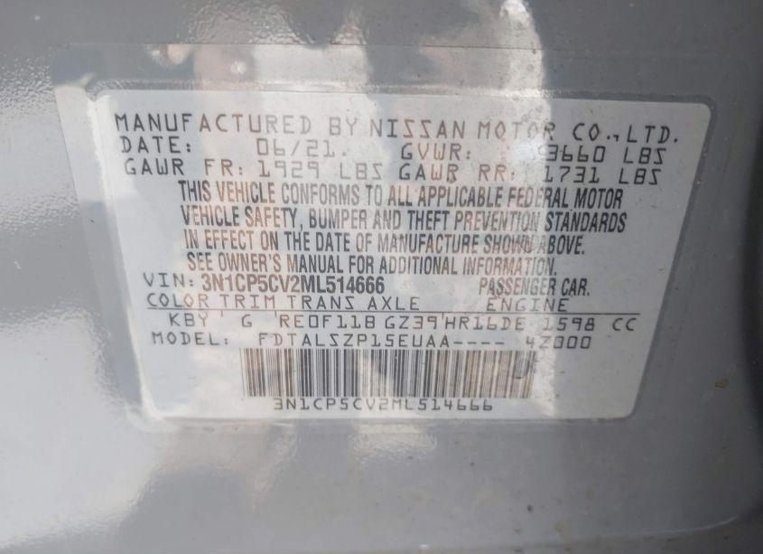 Photo 9 of 2021 Nissan Kicks SV XTRONIC CVT (VIN 3N1CP5CV2ML514666)