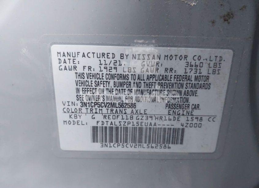 Photo 9 of 2021 Nissan Kicks SV XTRONIC CVT (VIN 3N1CP5CV2ML562586)