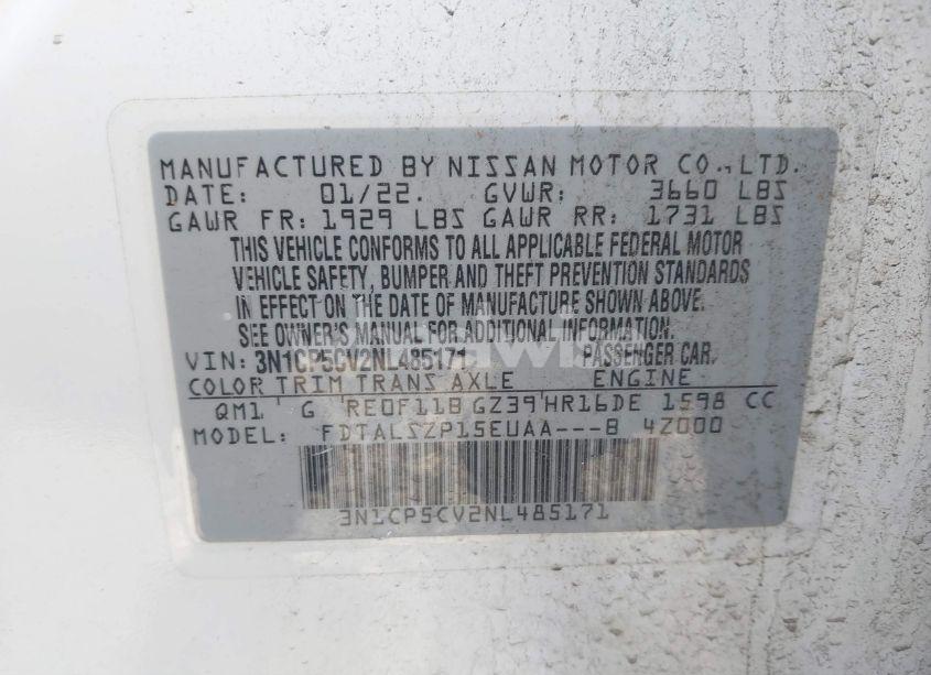 Photo 9 of 2022 Nissan Kicks SV XTRONIC CVT (VIN 3N1CP5CV2NL485171)