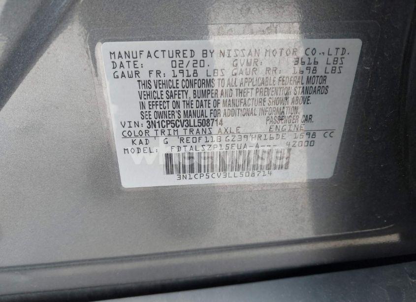 Photo 9 of 2020 Nissan Kicks SV XTRONIC CVT (VIN 3N1CP5CV3LL508714)