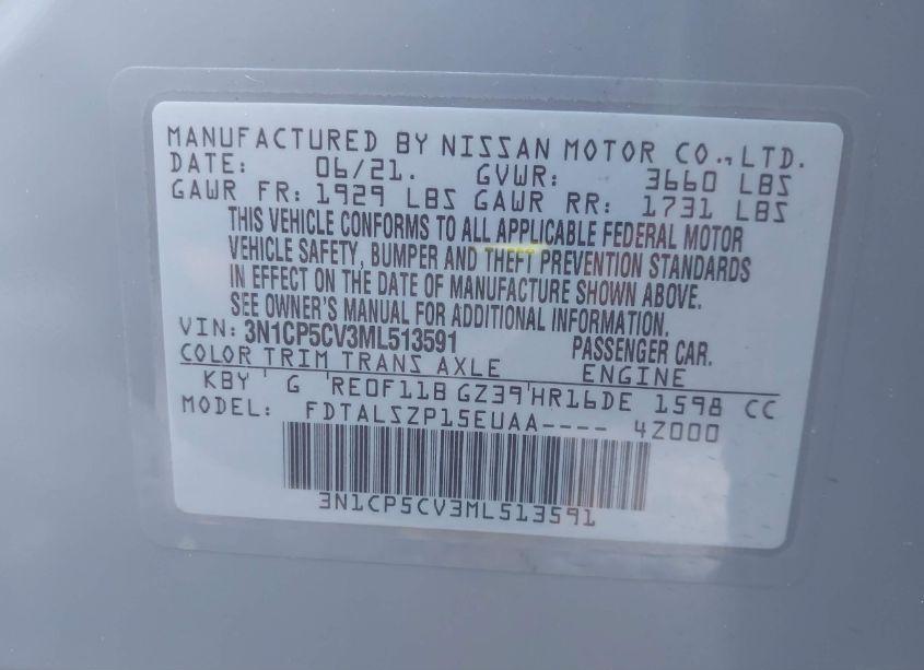 Photo 9 of 2021 Nissan Kicks SV (VIN 3N1CP5CV3ML513591)