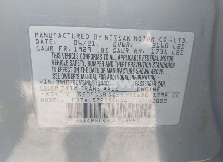 Photo 9 of 2021 Nissan Kicks SV XTRONIC CVT (VIN 3N1CP5CV3ML515440)