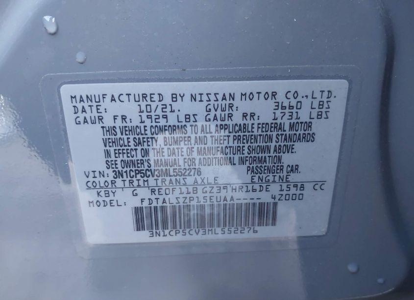 Photo 9 of 2021 Nissan Kicks SV (VIN 3N1CP5CV3ML552276)