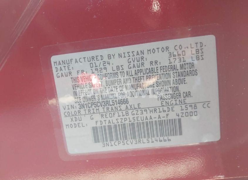 Photo 9 of 2024 Nissan Kicks SV XTRONIC CVT (VIN 3N1CP5CV3RL514666)