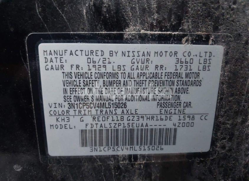 Photo 9 of 2021 Nissan Kicks SV XTRONIC CVT (VIN 3N1CP5CV4ML515026)