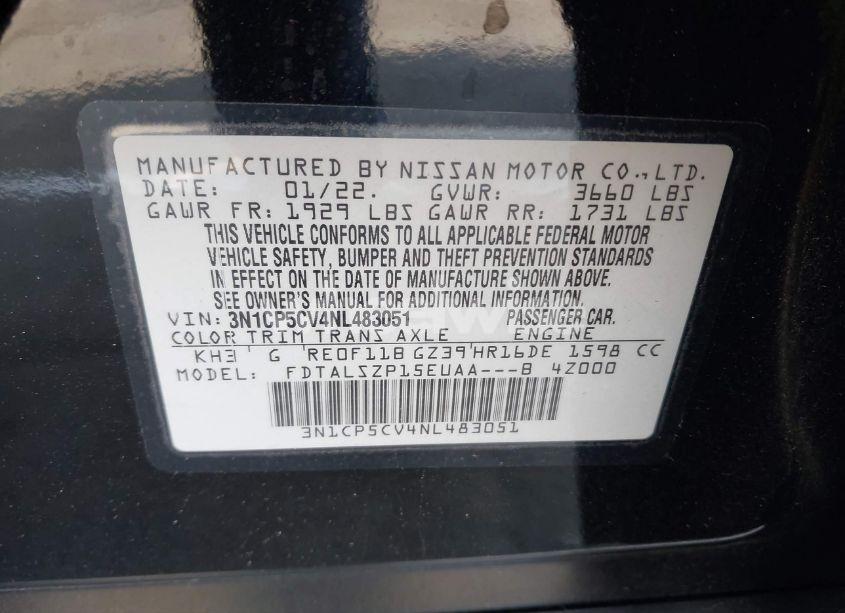 Photo 9 of 2022 Nissan Kicks SV XTRONIC CVT (VIN 3N1CP5CV4NL483051)